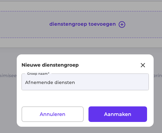 nieuwe dienstengroep aanmaken